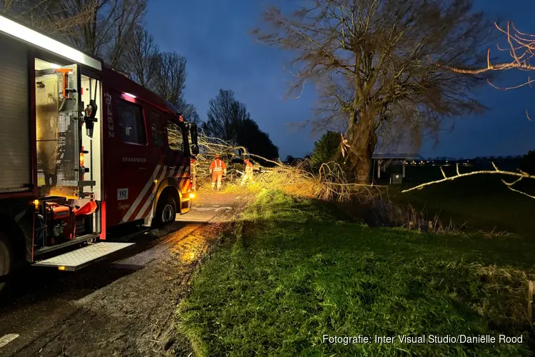 Grote tak op de weg in Bovenkarspel, verkeer gestremd